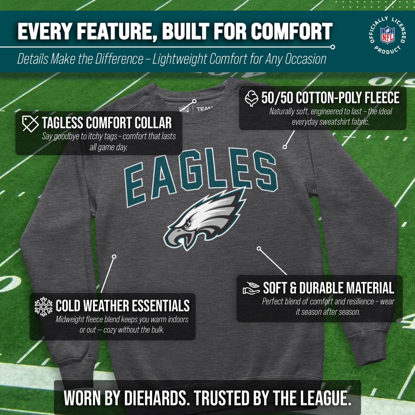Philadelphia Eagles NFL Home Team Crew - Gray