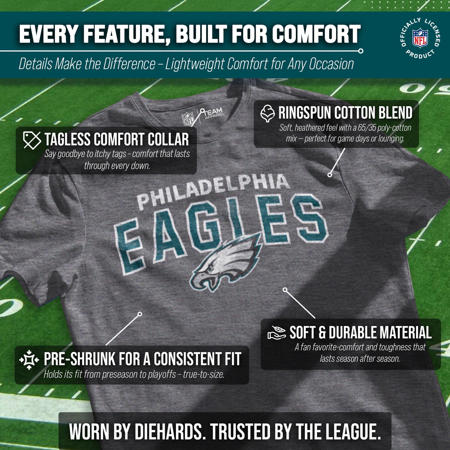 Philadelphia Eagles NFL Starting Fresh Tee - Sport Gray