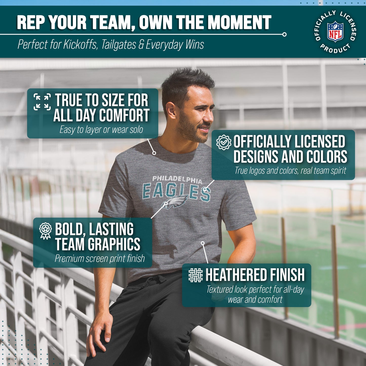 Philadelphia Eagles NFL Starting Fresh Tee - Sport Gray