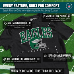 Philadelphia Eagles NFL Adult All Star Heather Tag-Less T-Shirt - Black Heather