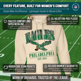 Philadelphia Eagles Team Fan Apparel NFL Women's  Starstruck Fleece Pullover Hoodie - Cream