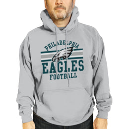 Philadelphia Eagles NFL Team Stripe Hooded Sweatshirt- Soft Pullover Sports Hoodie For Men & Women - Sport Gray