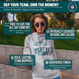 Philadelphia Eagles NFL Team Stripe Hooded Sweatshirt- Soft Pullover Sports Hoodie For Men & Women - Sport Gray