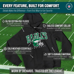 Philadelphia Eagles NFL Adult Unisex All Star Soft Fleece Hooded Sweatshirt - Black Heather