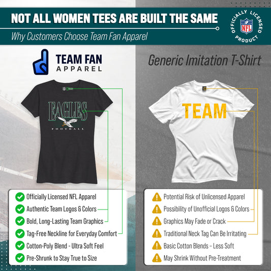 Philadelphia Eagles NFL Womens Overtime Blueprint Tag-Less T-Shirt - Black