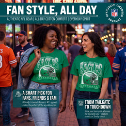 Philadelphia Eagles  Women's Franchise Helmet Crop T-Shirt Mock Neck - Kelly Green