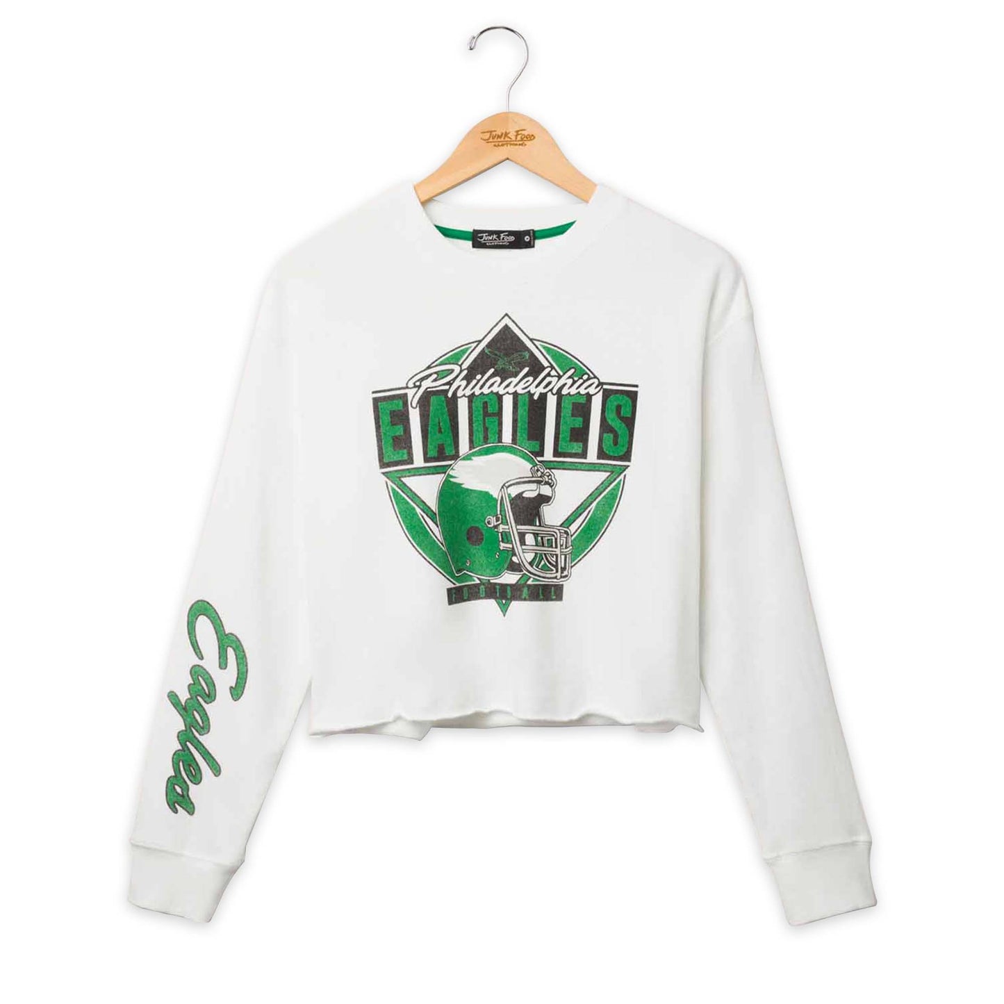 Philadelphia Eagles Junk Food NFL  Women's Franchise Vintage Crop Crewneck - White