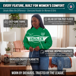 Philadelphia Eagles  NFL Women's Franchise Oversized Crop Hoodie Fleece - Kelly Green