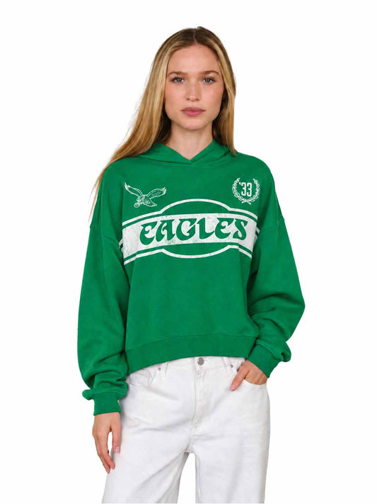 Philadelphia Eagles  NFL Women's Franchise Oversized Crop Hoodie Fleece - Kelly Green