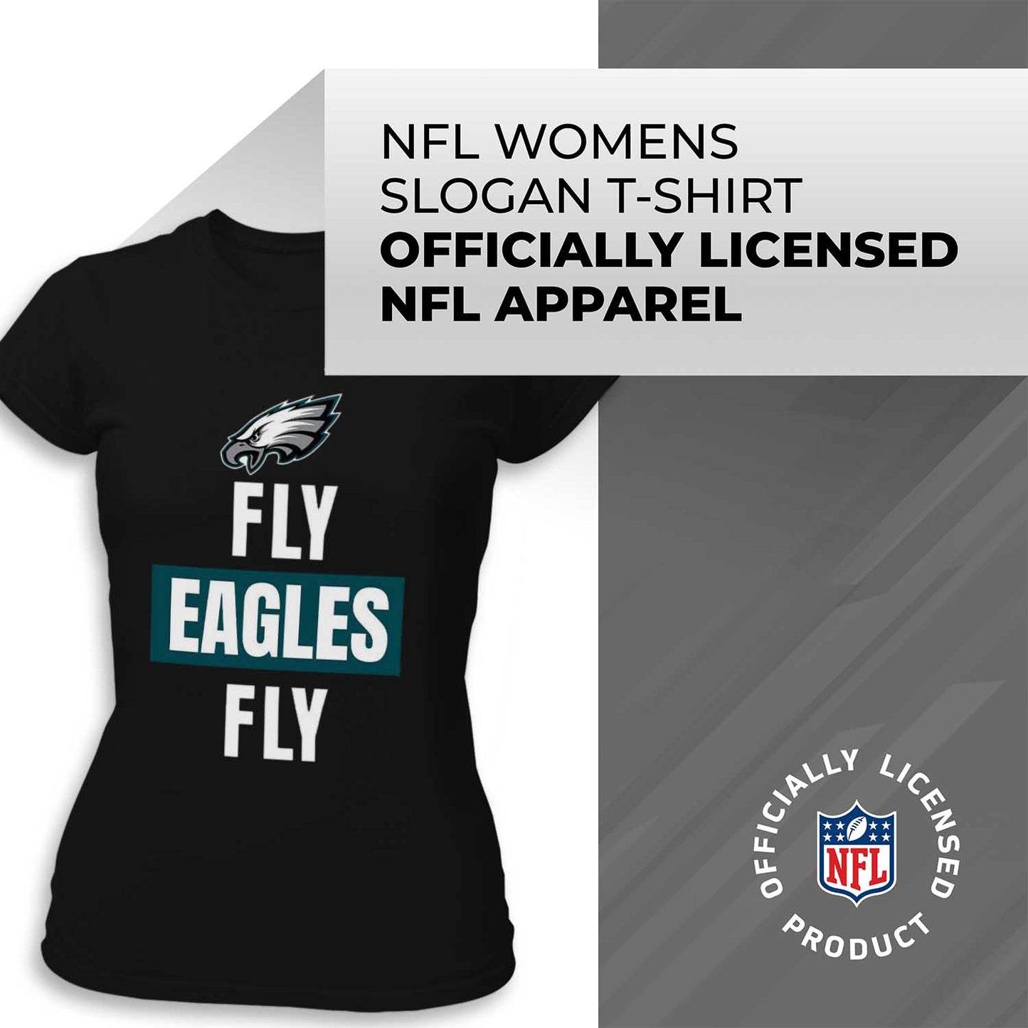 Philadelphia Eagles NFL Womens Plus Size Team Slogan Short Sleeve T-Shirt - Black