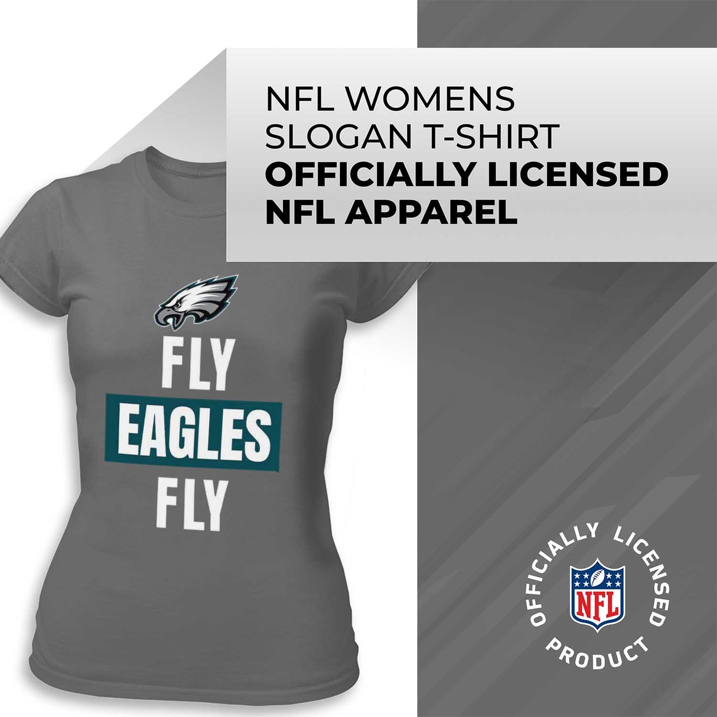 Philadelphia Eagles NFL Womens Plus Size Team Slogan Short Sleeve T-Shirt - Sport Gray