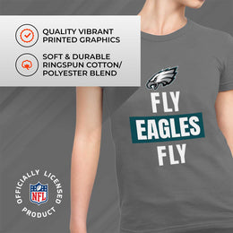 Philadelphia Eagles NFL Womens Plus Size Team Slogan Short Sleeve T-Shirt - Sport Gray