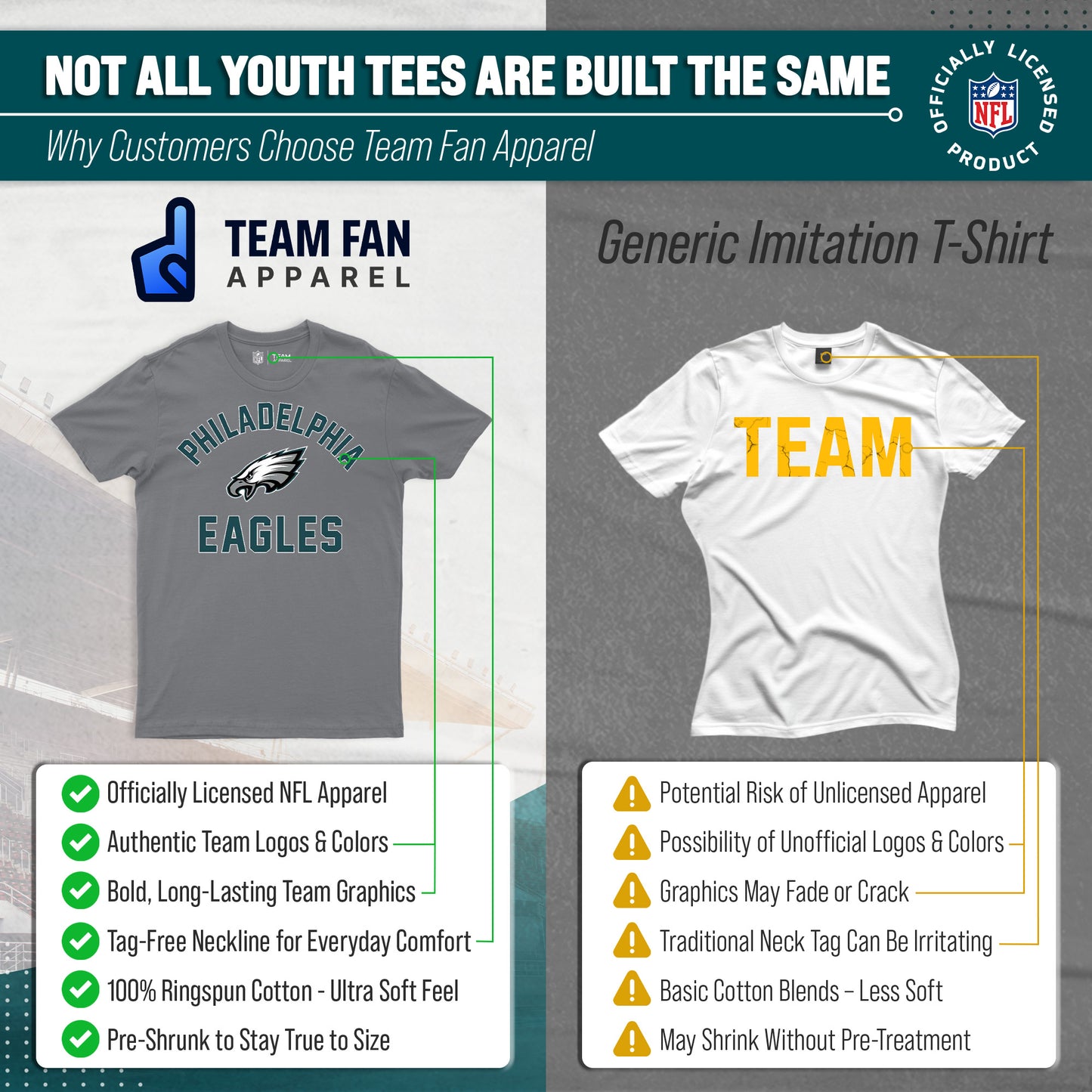 Philadelphia Eagles NFL Youth Gameday Football T-Shirt - Gray