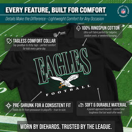 Philadelphia Eagles NFL Youth Overtime Blueprint Football T-Shirt Unisex Tag Free Comfortable - Black