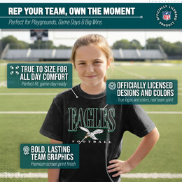 Philadelphia Eagles NFL Youth Overtime Blueprint Football T-Shirt Unisex Tag Free Comfortable - Black