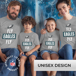 Philadelphia Eagles NFL Youth Team Slogan Short Sleeve Lightweight T Shirt - Gray