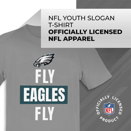 Philadelphia Eagles NFL Youth Team Slogan Short Sleeve Lightweight T Shirt - Gray