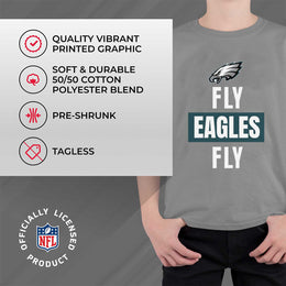 Philadelphia Eagles NFL Youth Team Slogan Short Sleeve Lightweight T Shirt - Gray