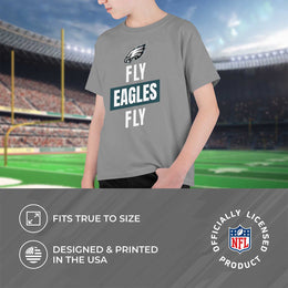 Philadelphia Eagles NFL Youth Team Slogan Short Sleeve Lightweight T Shirt - Gray