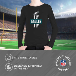 Philadelphia Eagles NFL Youth Team Slogan crewneck Sweatshirt - Black