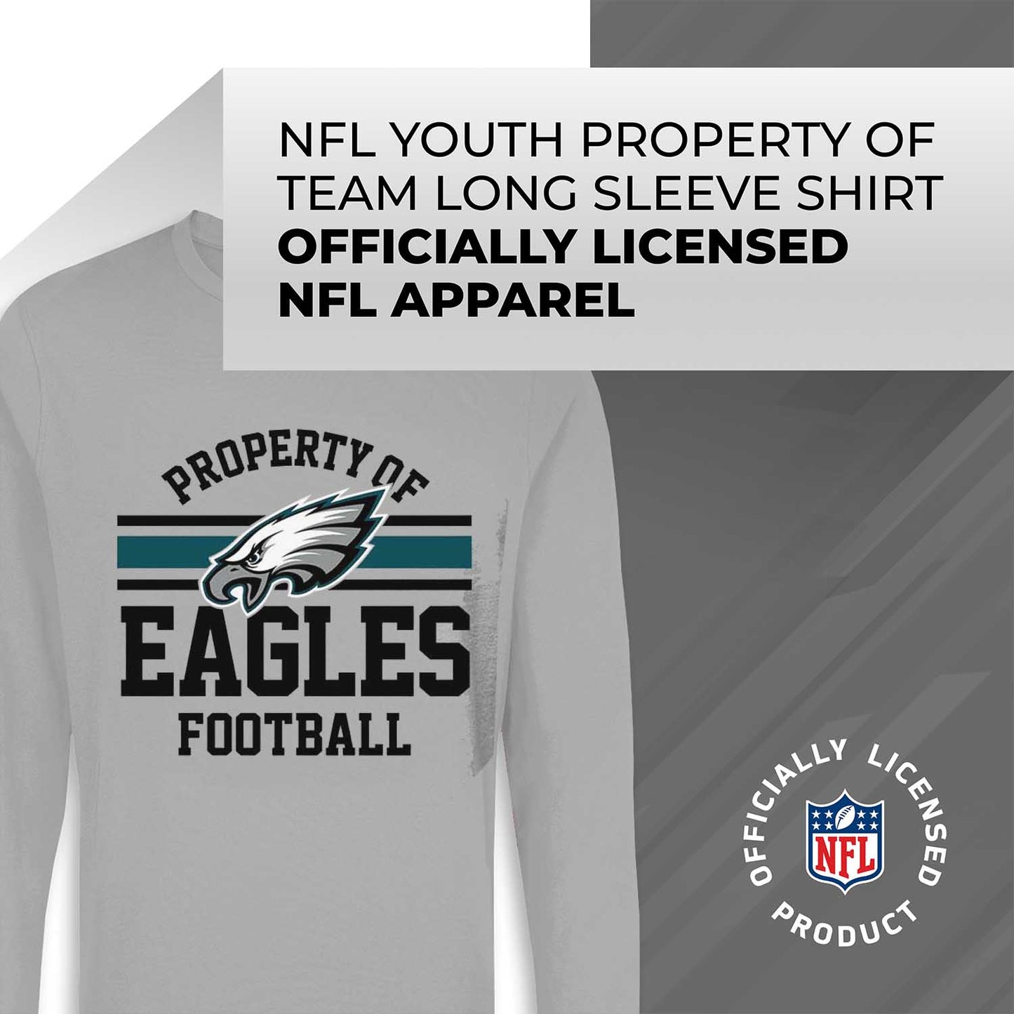 Philadelphia Eagles NFL Youth Property Of Long Sleeve Lightweight T Shirt - Sport Gray