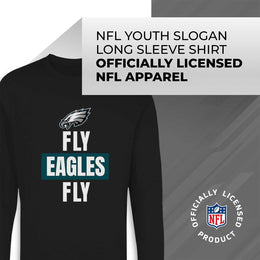 Philadelphia Eagles NFL Youth Team Slogan Long Sleeve Shirt  - Black