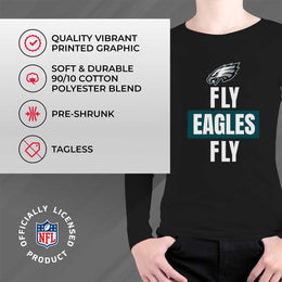 Philadelphia Eagles NFL Youth Team Slogan Long Sleeve Shirt  - Black
