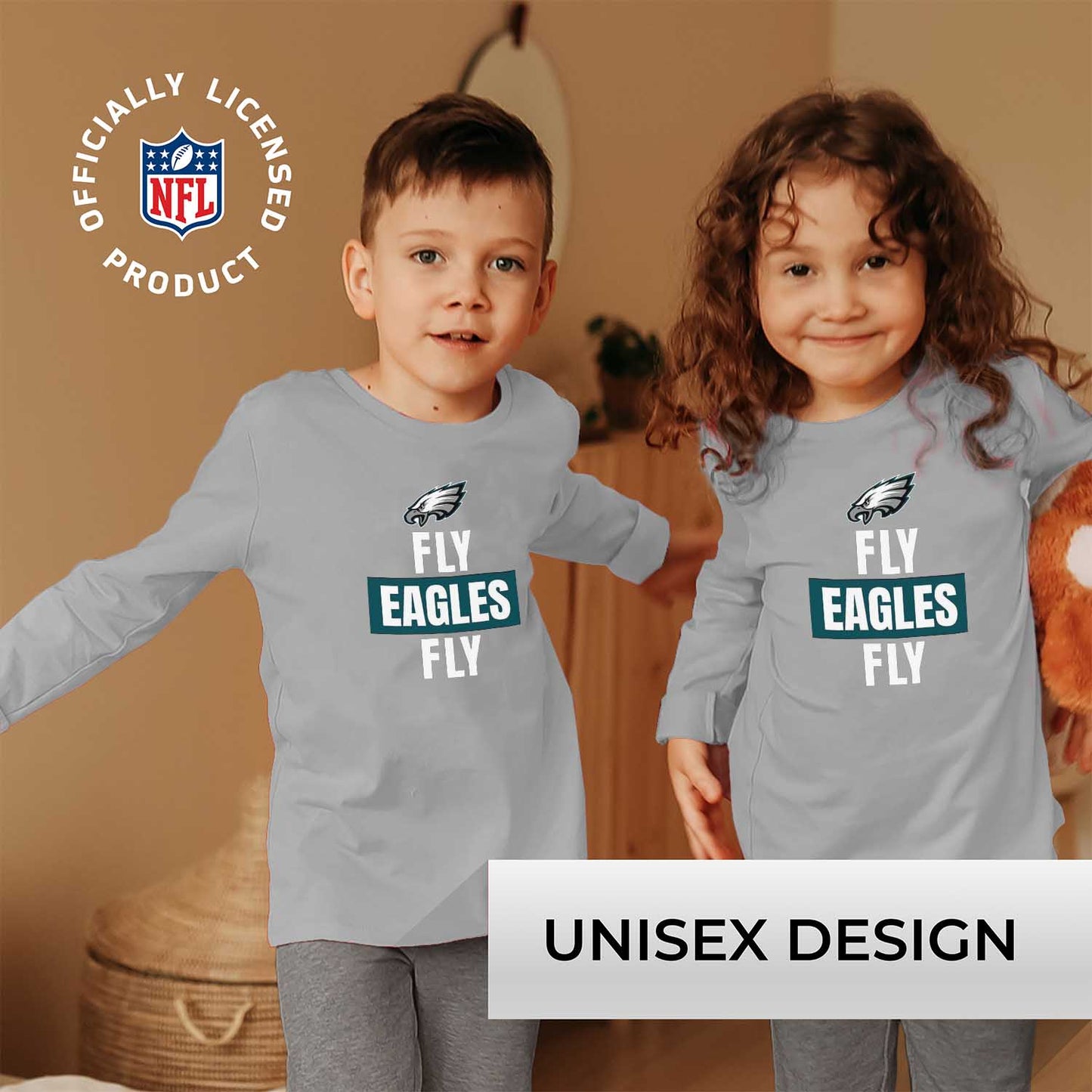 Philadelphia Eagles NFL Youth Team Slogan Long Sleeve Shirt  - Gray