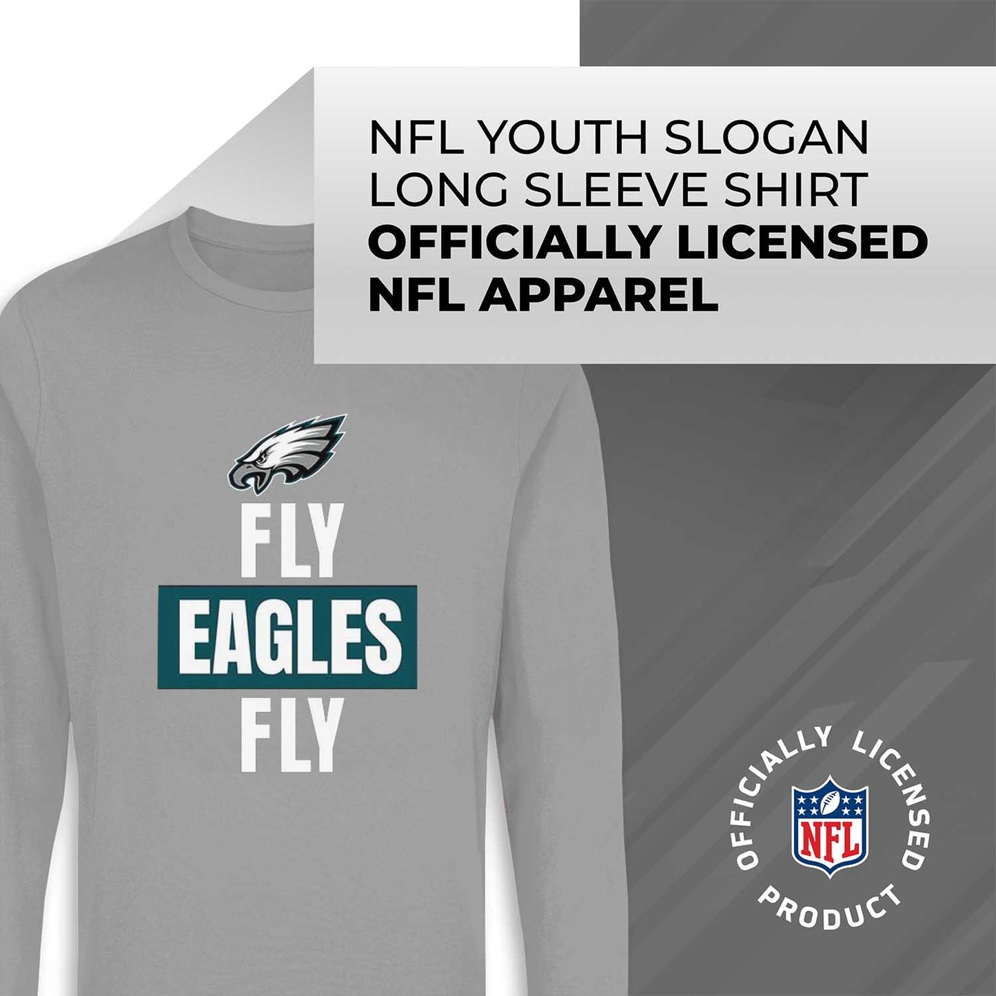 Philadelphia Eagles NFL Youth Team Slogan Long Sleeve Shirt  - Gray