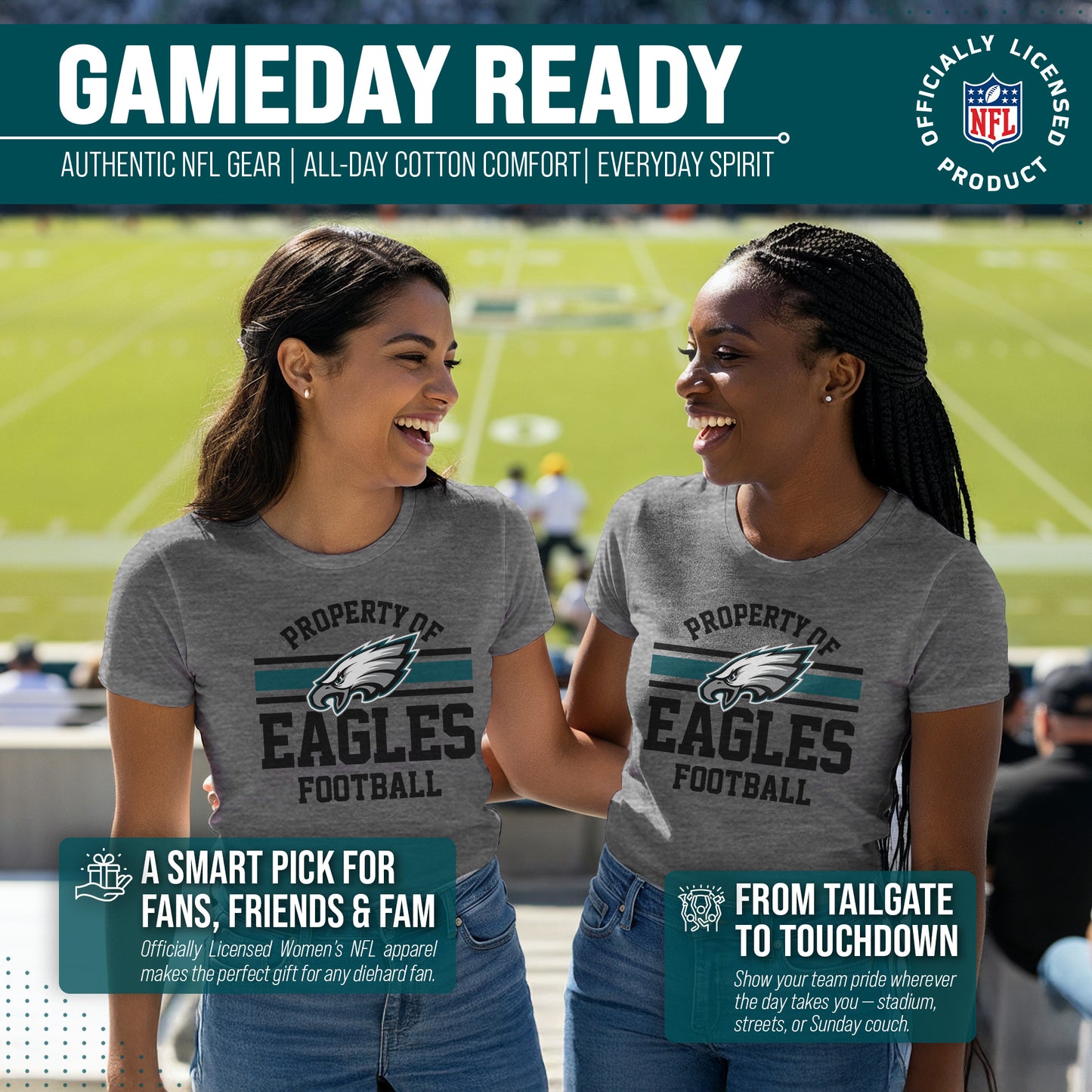 Philadelphia Eagles NFL Womens Short Sleeve Property of Tshirt - Gray