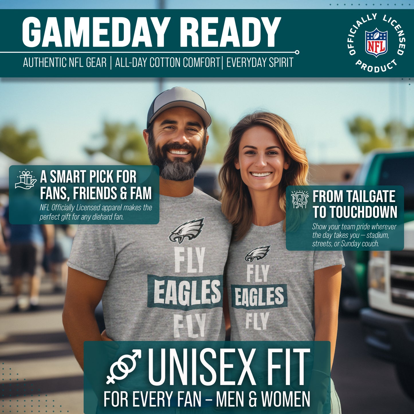 Philadelphia Eagles NFL Adult Team Slogan Unisex T-Shirt - Sport Gray