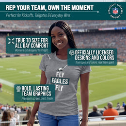 Philadelphia Eagles NFL Womens Team Slogan Short Sleeve Tshirt - Sport Gray