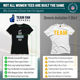 Philadelphia Eagles NFL Womens Team Slogan Short Sleeve Tshirt - Black
