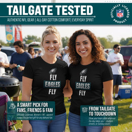 Philadelphia Eagles NFL Womens Team Slogan Short Sleeve Tshirt - Black