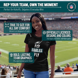 Philadelphia Eagles NFL Womens Team Slogan Short Sleeve Tshirt - Black