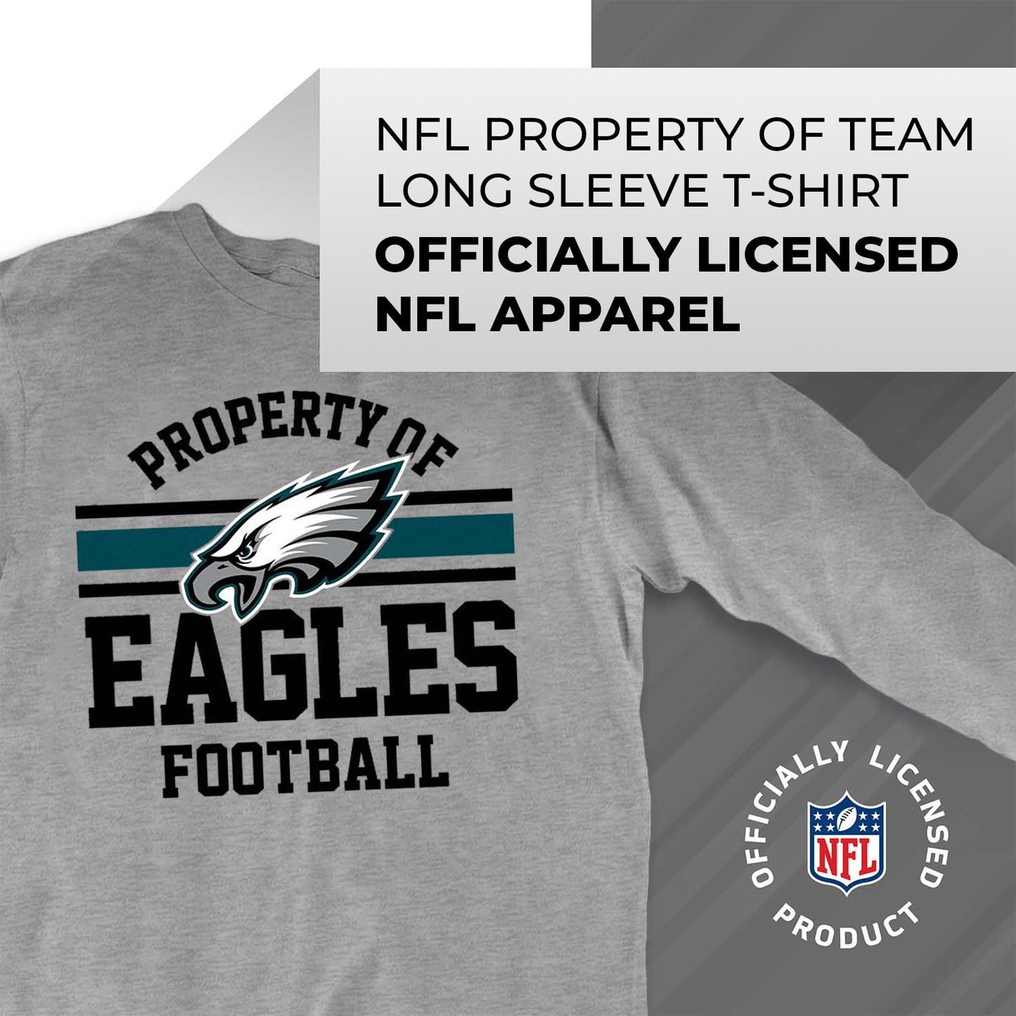 Philadelphia Eagles NFL Adult Property Of Long SleeveT Shirt - Sport Gray