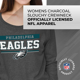 Philadelphia Eagles NFL Womens Team Block French Terry Slouchy Top - Charcoal