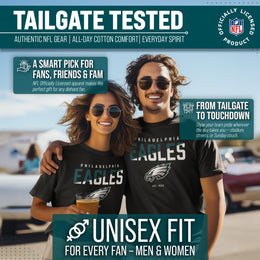 Philadelphia Eagles Adult NFL Diagonal Fade Color Block T-Shirt - Black