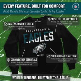 Philadelphia Eagles Adult NFL Diagonal Fade Color Block Crewneck Sweatshirt - Black