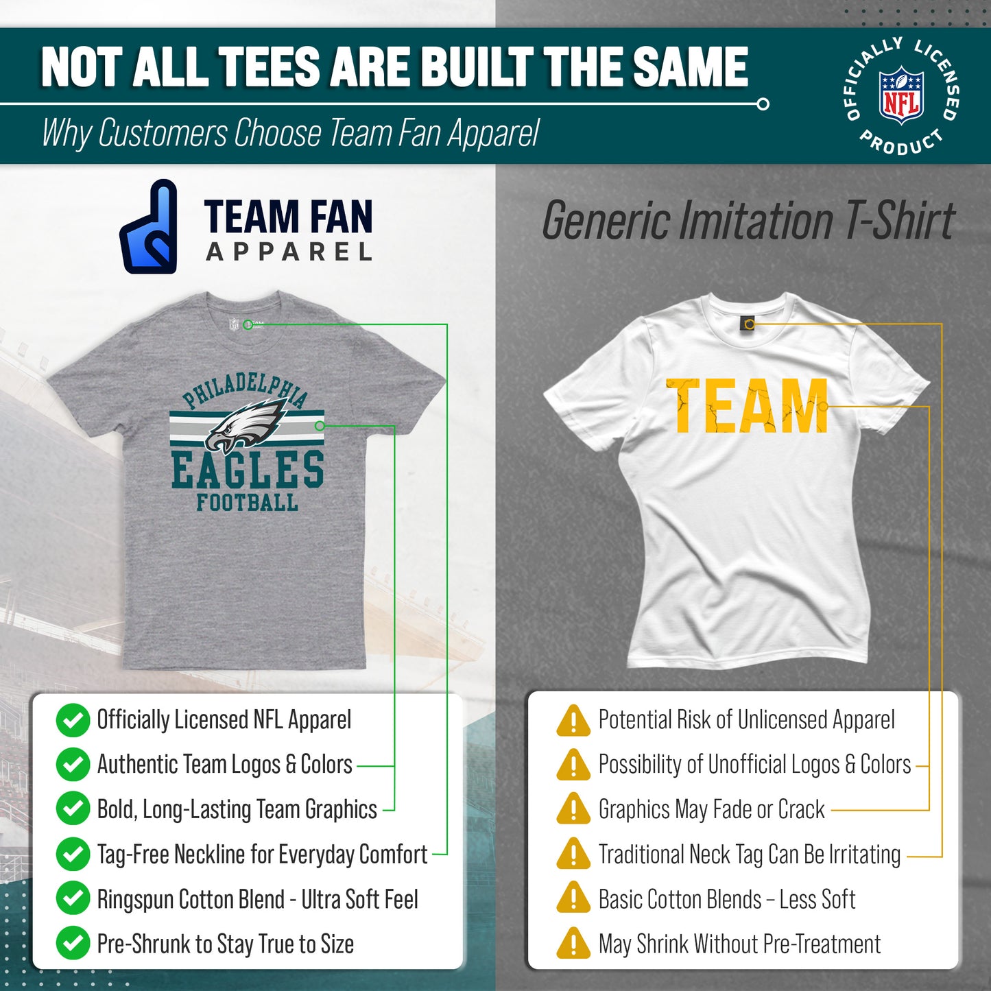 Philadelphia Eagles NFL Adult Short Sleeve Team Stripe Tee - Sport Gray