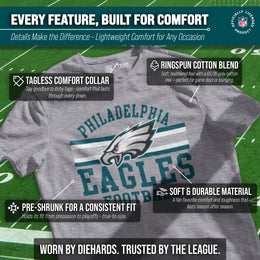 Philadelphia Eagles NFL Adult Short Sleeve Team Stripe Tee - Sport Gray