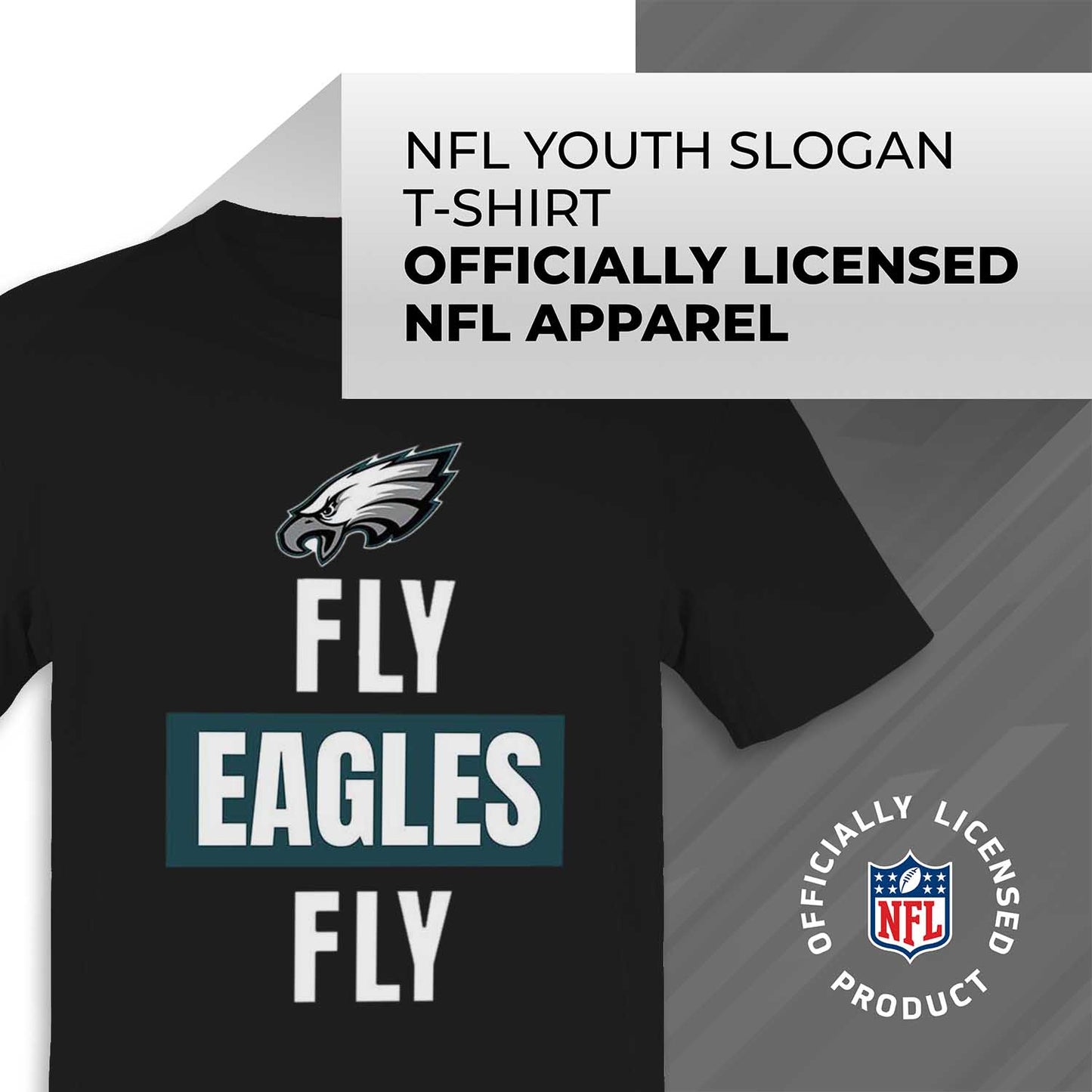 Philadelphia Eagles NFL Youth Team Slogan Short Sleeve Lightweight T Shirt - Black