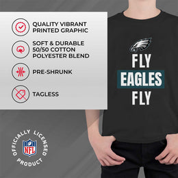 Philadelphia Eagles NFL Youth Team Slogan Short Sleeve Lightweight T Shirt - Black