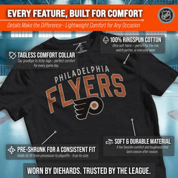 Philadelphia Flyers NHL Adult Powerplay Heathered Unisex T-Shirt - Black Heather