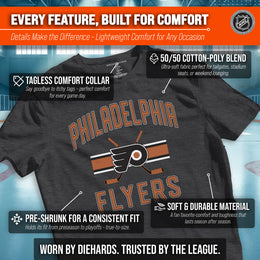Philadelphia Flyers NHL Adult Faceoff Tag-Less T-Shirt - Black