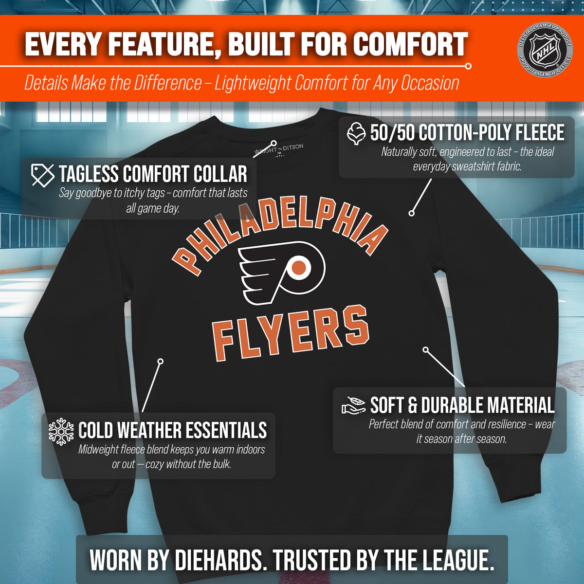 NFL Gameday Crewneck Sweatshirt, Cotton Fleece Pullover Men Women