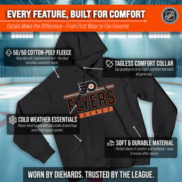 Philadelphia Flyers NHL Adult Heather Charcoal True Fan Hooded Sweatshirt Unisex - Charcoal