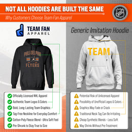 Philadelphia Flyers Adult NHL Faceoff Hockey Fleece Hooded Sweatshirt- Jersey Stripe - Black