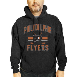 Philadelphia Flyers Adult NHL Faceoff Hockey Fleece Hooded Sweatshirt- Jersey Stripe - Black