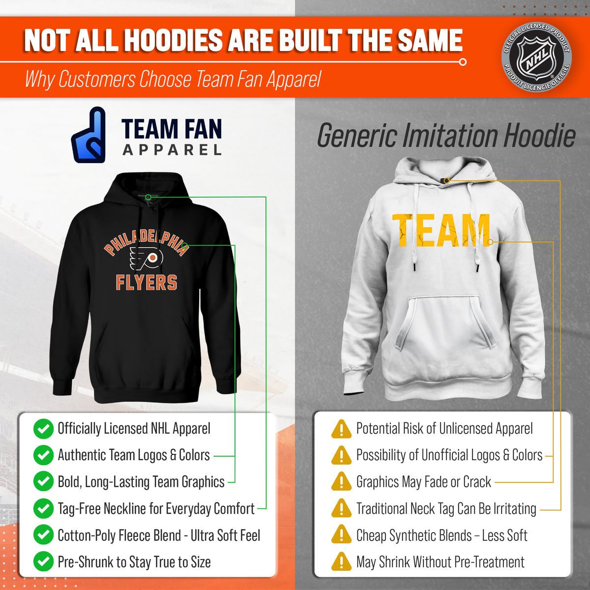 Philadelphia Flyers Hoodie Pullover Sweatshirt - Black